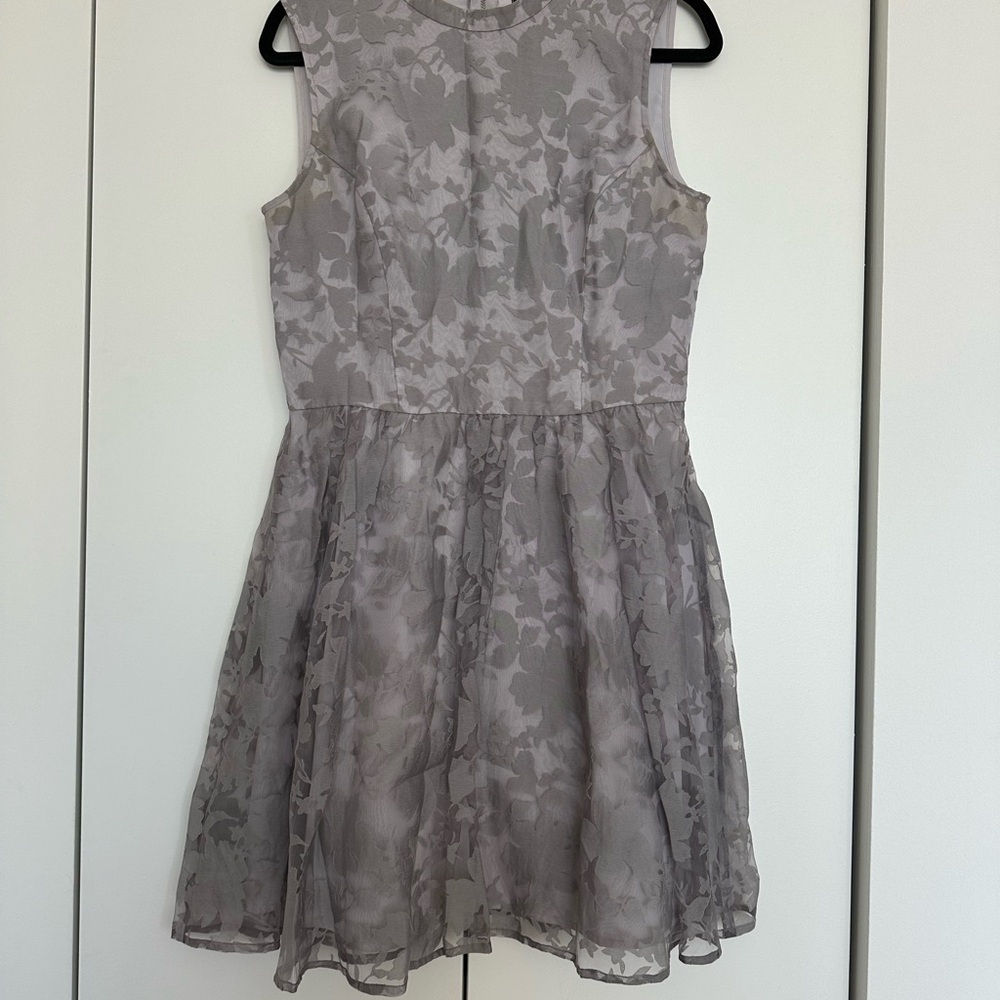 Oasis Gray A-Line Midi Dress for Wedding Guest
